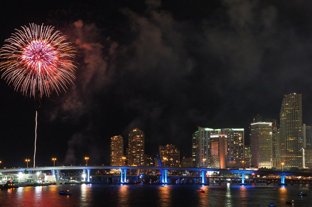 Fireworks over Biscayne Bay