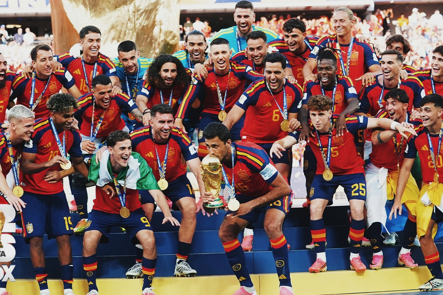 Spain lift the World Cup trophy